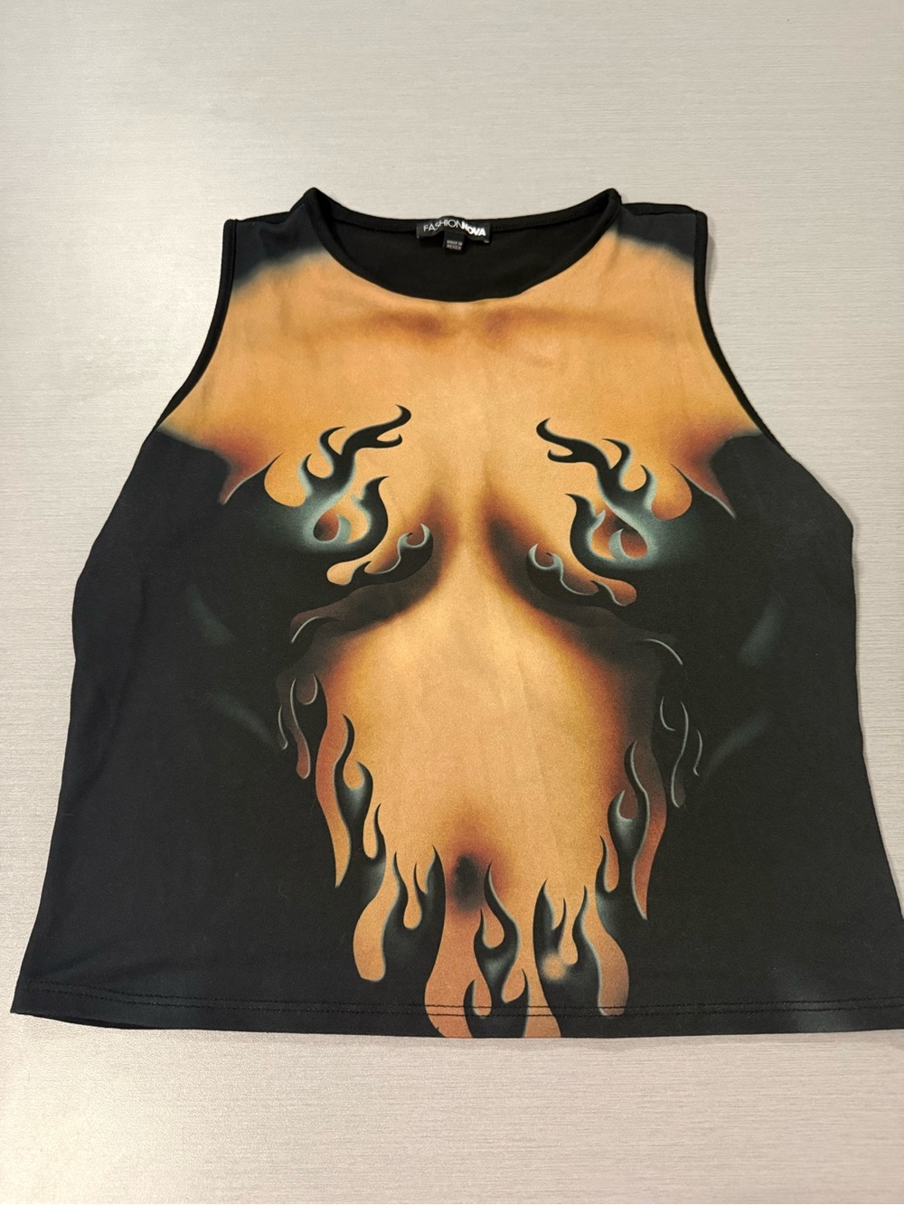 Fashion Nova Flame Graphic Tank Top – Size 1X